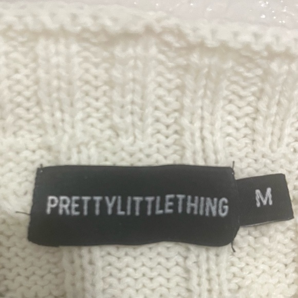 PLT Cream Cable Knit Cropped Sweater Size Medium - Picture 5 of 8